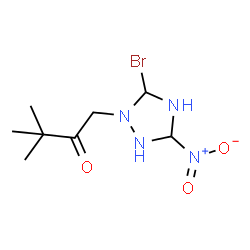 ChemSpider 2D Image | 1-(5-Bromo-3-nitro-1,2,4-triazolidin-1-yl)-3,3-dimethyl-2-butanone | C8H15BrN4O3