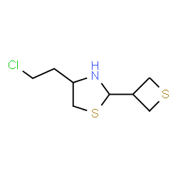 ChemSpider 2D Image | 4-(2-Chloroethyl)-2-(3-thietanyl)-1,3-thiazolidine | C8H14ClNS2