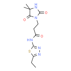 ChemSpider 2D Image | 3-(4,4-Dimethyl-2,5-dioxo-1-imidazolidinyl)-N-(5-ethyl-1,3,4-thiadiazol-2-yl)propanamide | C12H17N5O3S
