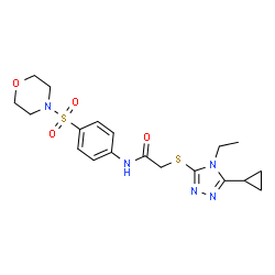 ChemSpider 2D Image | 2-[(5-Cyclopropyl-4-ethyl-4H-1,2,4-triazol-3-yl)sulfanyl]-N-[4-(4-morpholinylsulfonyl)phenyl]acetamide | C19H25N5O4S2