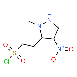 ChemSpider 2D Image | 2-(2-Methyl-4-nitro-3-pyrazolidinyl)ethanesulfonyl chloride | C6H12ClN3O4S