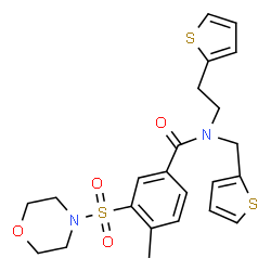 ChemSpider 2D Image | 4-Methyl-3-(4-morpholinylsulfonyl)-N-[2-(2-thienyl)ethyl]-N-(2-thienylmethyl)benzamide | C23H26N2O4S3