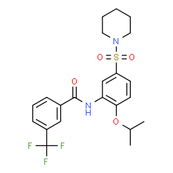 ChemSpider 2D Image | N-[2-Isopropoxy-5-(1-piperidinylsulfonyl)phenyl]-3-(trifluoromethyl)benzamide | C22H25F3N2O4S