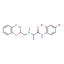 ChemSpider 2D Image | N-(2,4-Dibromophenyl)-N~2~-(2,3-dihydro-1,4-benzodioxin-2-ylmethyl)-N~2~-methylalaninamide | C19H20Br2N2O3