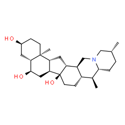 ChemSpider 2D Image | (3beta,6beta,8alpha,9beta,10alpha,12beta,13alpha,14beta,17beta,20beta,22beta,25alpha)-Cevane-3,6,14-triol | C27H45NO3