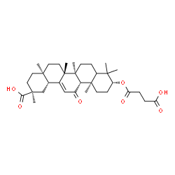 ChemSpider 2D Image | (3alpha,5xi,8alpha,9beta,10alpha,14beta,17alpha)-3-[(3-Carboxypropanoyl)oxy]-11-oxoolean-12-en-30-oic acid | C34H50O7
