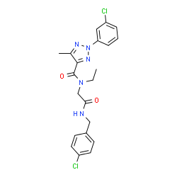 ChemSpider 2D Image | N-{2-[(4-Chlorobenzyl)amino]-2-oxoethyl}-2-(3-chlorophenyl)-N-ethyl-5-methyl-2H-1,2,3-triazole-4-carboxamide | C21H21Cl2N5O2