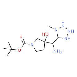 ChemSpider 2D Image | 2-Methyl-2-propanyl 3-[amino(1-methyl-5-tetrazolidinyl)methyl]-3-hydroxy-1-pyrrolidinecarboxylate | C12H26N6O3