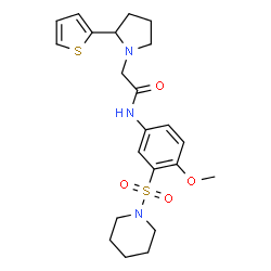 ChemSpider 2D Image | N-[4-Methoxy-3-(1-piperidinylsulfonyl)phenyl]-2-[2-(2-thienyl)-1-pyrrolidinyl]acetamide | C22H29N3O4S2