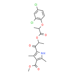 ChemSpider 2D Image | Methyl 5-(2-{[2-(2,4-dichlorophenoxy)propanoyl]oxy}propanoyl)-2,4-dimethyl-1H-pyrrole-3-carboxylate | C20H21Cl2NO6