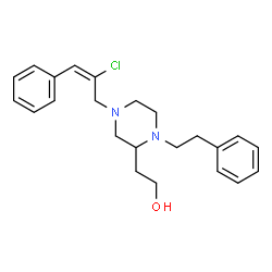ChemSpider 2D Image | 2-{4-[(2E)-2-Chloro-3-phenyl-2-propen-1-yl]-1-(2-phenylethyl)-2-piperazinyl}ethanol | C23H29ClN2O