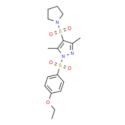ChemSpider 2D Image | 1-[(4-Ethoxyphenyl)sulfonyl]-3,5-dimethyl-4-(1-pyrrolidinylsulfonyl)-1H-pyrazole | C17H23N3O5S2