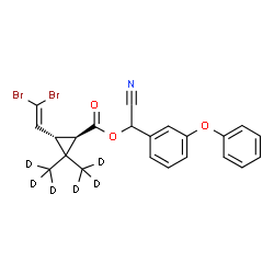 ChemSpider 2D Image | Cyano(3-phenoxyphenyl)methyl (1R,3S)-3-(2,2-dibromovinyl)-2,2-bis[(~2~H_3_)methyl]cyclopropanecarboxylate | C22H13D6Br2NO3