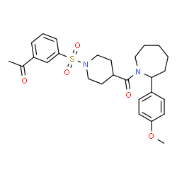 ChemSpider 2D Image | 1-{3-[(4-{[2-(4-Methoxyphenyl)-1-azepanyl]carbonyl}-1-piperidinyl)sulfonyl]phenyl}ethanone | C27H34N2O5S