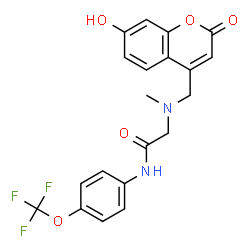 ChemSpider 2D Image | N~2~-[(7-Hydroxy-2-oxo-2H-chromen-4-yl)methyl]-N~2~-methyl-N-[4-(trifluoromethoxy)phenyl]glycinamide | C20H17F3N2O5
