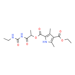 ChemSpider 2D Image | 4-Ethyl 2-{1-[(ethylcarbamoyl)amino]-1-oxo-2-propanyl} 3,5-dimethyl-1H-pyrrole-2,4-dicarboxylate | C16H23N3O6
