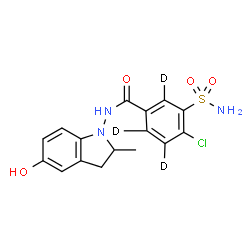 ChemSpider 2D Image | 4-Chloro-N-(5-hydroxy-2-methyl-2,3-dihydro-1H-indol-1-yl)-3-sulfamoyl(~2~H_3_)benzamide | C16H13D3ClN3O4S