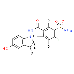 ChemSpider 2D Image | 4-Chloro-N-[5-hydroxy-2-methyl(2,3-~2~H_2_)-2,3-dihydro-1H-indol-1-yl]-3-sulfamoyl(~2~H_3_)benzamide | C16H11D5ClN3O4S