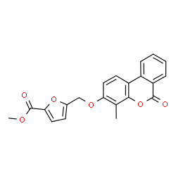 ChemSpider 2D Image | Methyl 5-{[(4-methyl-6-oxo-6H-benzo[c]chromen-3-yl)oxy]methyl}-2-furoate | C21H16O6