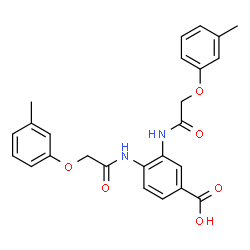 ChemSpider 2D Image | 3,4-Bis{[(3-methylphenoxy)acetyl]amino}benzoic acid | C25H24N2O6