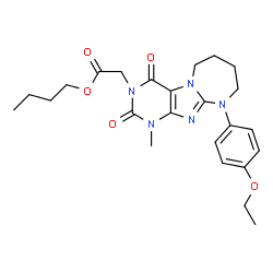 ChemSpider 2D Image | Butyl [10-(4-ethoxyphenyl)-1-methyl-2,4-dioxo-1,2,4,6,7,8,9,10-octahydro-3H-[1,3]diazepino[2,1-f]purin-3-yl]acetate | C24H31N5O5