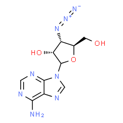 ChemSpider 2D Image | 9-(3-Azido-3-deoxy-D-ribofuranosyl)-9H-purin-6-amine | C10H12N8O3