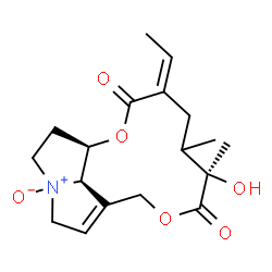 ChemSpider 2D Image | (3Z,6R,14aR,14bR)-3-Ethylidene-6-hydroxy-5,6-dimethyl-3,4,5,6,9,11,13,14,14a,14b-decahydro[1,6]dioxacyclododecino[2,3,4-gh]pyrrolizine-2,7-dione 12-oxide | C18H25NO6