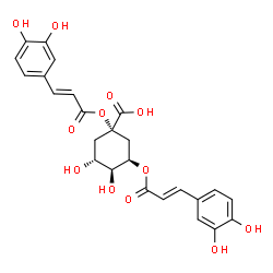 ChemSpider 2D Image | (1S,3R,4S,5R)-1,3-Bis{[(2E)-3-(3,4-dihydroxyphenyl)-2-propenoyl]oxy}-4,5-dihydroxycyclohexanecarboxylic acid | C25H24O12