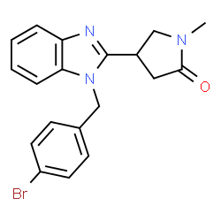 ChemSpider 2D Image | 4-[1-(4-Bromobenzyl)-1H-benzimidazol-2-yl]-1-methyl-2-pyrrolidinone | C19H18BrN3O