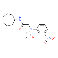 ChemSpider 2D Image | N-CYCLOHEPTYL-2-[N-(3-NITROPHENYL)METHANESULFONAMIDO]ACETAMIDE | C16H23N3O5S