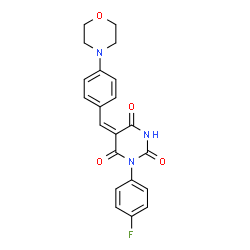 ChemSpider 2D Image | (5E)-1-(4-Fluorophenyl)-5-[4-(4-morpholinyl)benzylidene]-2,4,6(1H,3H,5H)-pyrimidinetrione | C21H18FN3O4
