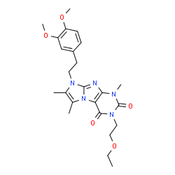 ChemSpider 2D Image | 8-[2-(3,4-Dimethoxyphenyl)ethyl]-3-(2-ethoxyethyl)-1,6,7-trimethyl-1H-imidazo[2,1-f]purine-2,4(3H,8H)-dione | C24H31N5O5