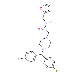 ChemSpider 2D Image | 2-{4-[Bis(4-fluorophenyl)methyl]-1-piperazinyl}-N-(2-furylmethyl)-N-methylacetamide | C25H27F2N3O2