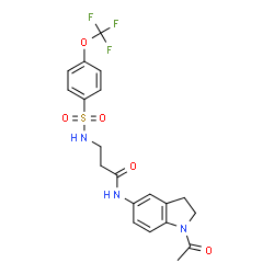 ChemSpider 2D Image | N-(1-Acetyl-2,3-dihydro-1H-indol-5-yl)-N~3~-{[4-(trifluoromethoxy)phenyl]sulfonyl}-beta-alaninamide | C20H20F3N3O5S