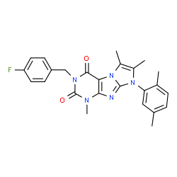 ChemSpider 2D Image | 8-(2,5-Dimethylphenyl)-3-(4-fluorobenzyl)-1,6,7-trimethyl-1H-imidazo[2,1-f]purine-2,4(3H,8H)-dione | C25H24FN5O2