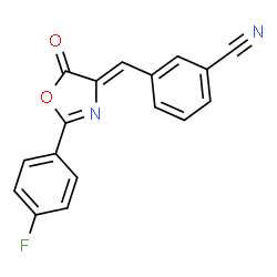 ChemSpider 2D Image | 3-{(Z)-[2-(4-Fluorophenyl)-5-oxo-1,3-oxazol-4(5H)-ylidene]methyl}benzonitrile | C17H9FN2O2