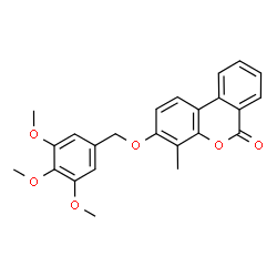 ChemSpider 2D Image | 4-Methyl-3-[(3,4,5-trimethoxybenzyl)oxy]-6H-benzo[c]chromen-6-one | C24H22O6
