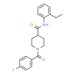 ChemSpider 2D Image | N-(2-Ethylphenyl)-1-(4-fluorobenzoyl)-4-piperidinecarboxamide | C21H23FN2O2
