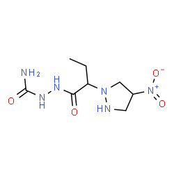 ChemSpider 2D Image | 2-[2-(4-Nitro-1-pyrazolidinyl)butanoyl]hydrazinecarboxamide | C8H16N6O4
