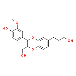 ChemSpider 2D Image | 4-[3-(Hydroxymethyl)-7-(3-hydroxypropyl)-2,3-dihydro-1,4-benzodioxin-2-yl]-2-methoxyphenol | C19H22O6