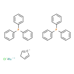 ChemSpider 2D Image | Chlororuthenium(1+) 1,4-cyclopentadienide - triphenylphosphine (1:1:2) | C41H35ClP2Ru