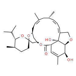 ChemSpider 2D Image | (1'S,2S,4'R,5R,6S,8'S,10'Z,13'S,14'Z,16'Z,20'S,21'S,24'R)-21',24'-Dihydroxy-6-isopropyl-5,11',13',22'-tetramethyl-3,4,5,6-tetrahydro-2'H-spiro[pyran-2,6'-[3,7,19]trioxatetracyclo[15.6.1.1~4,8~.0~20,24
~]pentacosa[10,14,16,22]tetraen]-2'-one | C33H48O7