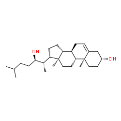 ChemSpider 2D Image | (3alpha,8alpha,9beta,10alpha,13alpha,14beta,17alpha,22R)-Cholest-5-ene-3,22-diol | C27H46O2