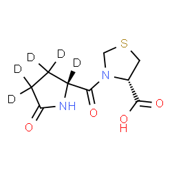 ChemSpider 2D Image | (4S)-3-[5-Oxo-D-(2,3,3,4,4-~2~H_5_)prolyl]-1,3-thiazolidine-4-carboxylic acid | C9H7D5N2O4S