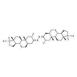 ChemSpider 2D Image | (2beta,3Z,5beta,8alpha,9beta,10alpha,13alpha,14beta,17alpha,2'beta,3'Z,5'beta,8'alpha,9'beta,10'alpha,13'alpha,14'beta,17'alpha)-3,3'-[(1Z,2Z)-1,2-Hydrazinediylidene]bis(2,17-dimethylandrostan-17-ol) | C42H68N2O2