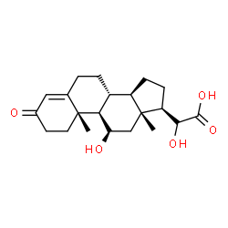 ChemSpider 2D Image | (8alpha,9beta,10alpha,13alpha,14beta,17alpha,20R)-11,20-Dihydroxy-3-oxopregn-4-en-21-oic acid | C21H30O5