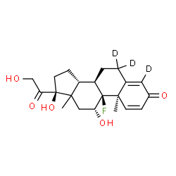 ChemSpider 2D Image | (8alpha,9beta,10alpha,11alpha,13xi,14beta,17alpha)-9-Fluoro-11,17,21-trihydroxy(4,6,6-~2~H_3_)pregna-1,4-diene-3,20-dione | C21H24D3FO5