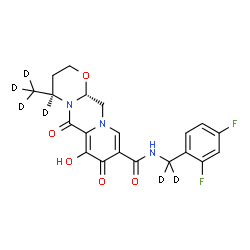 ChemSpider 2D Image | (4S,12aR)-N-[(2,4-Difluorophenyl)(~2~H_2_)methyl]-7-hydroxy-4-(~2~H_3_)methyl-6,8-dioxo(4-~2~H)-3,4,6,8,12,12a-hexahydro-2H-pyrido[1',2':4,5]pyrazino[2,1-b][1,3]oxazine-9-carboxamide | C20H13D6F2N3O5
