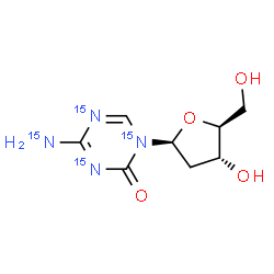 ChemSpider 2D Image | 4-(~15~N)Amino-1-(2-deoxy-beta-L-erythro-pentofuranosyl)(~15~N_3_)-1,3,5-triazin-2(1H)-one | C8H1215N4O4