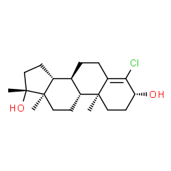 ChemSpider 2D Image | (3alpha,8alpha,9beta,10alpha,13alpha,14beta,17alpha)-4-Chloro-17-methylandrost-4-ene-3,17-diol | C20H31ClO2